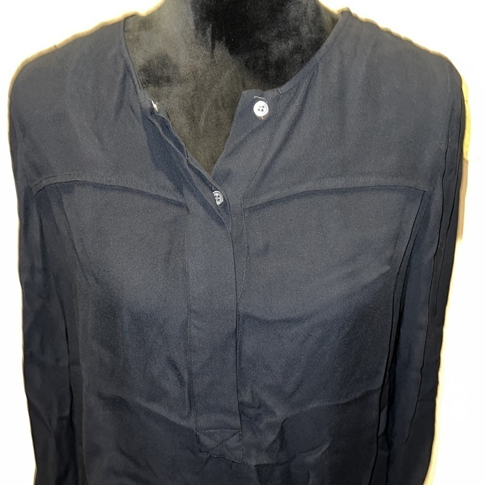 J. Crew black long sleeves half‎ buttoned tunic style top blouse Sz 6